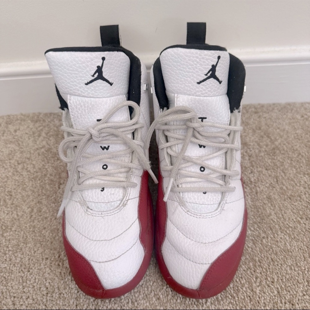 Jordan Air Jordan 12 Youth' White Red Black High Top Sneakers Size 3Y